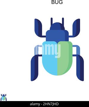 Bug semplice icona vettoriale. Modello di disegno del simbolo di illustrazione per l'elemento dell'interfaccia utente mobile Web. Illustrazione Vettoriale