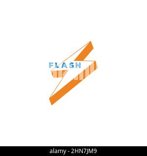 flash linea tuono semplice geometrico 3d flat logo vettore Illustrazione Vettoriale