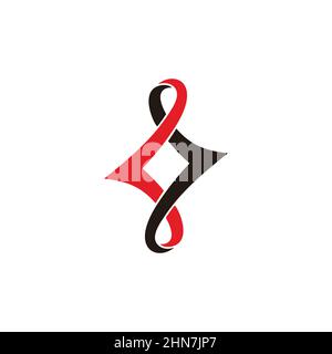 frecce collegate 3d vettore di logo curve a nastro Illustrazione Vettoriale