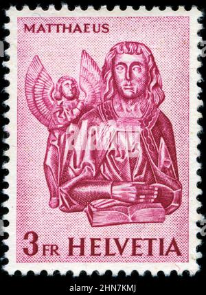 Francobollo dalla Svizzera nella serie Evangelisti rilasciato in 1961 Foto Stock