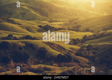 Scenografica California Santa Lucia Rolling Hills vicino a Cambria. South Central California Coastal Landscape, Stati Uniti d'America. Foto Stock