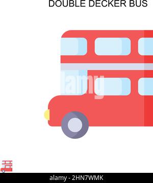 Icona vettore semplice bus a due piani. Modello di disegno del simbolo di illustrazione per l'elemento dell'interfaccia utente mobile Web. Illustrazione Vettoriale