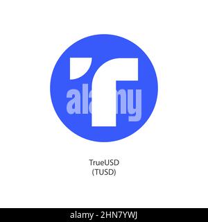 Icona della criptovaluta vettoriale della stablecoina TrueUSD isolata su sfondo bianco Illustrazione Vettoriale