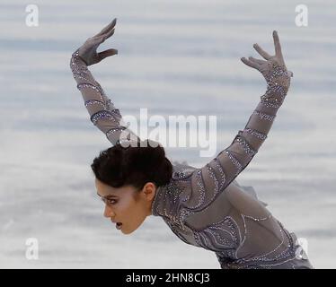 Pechino, Hebei, Cina. 14th Feb 2022. Madison Chock e Evan Bates (USA) si sfidano nella danza libera mista del ghiaccio durante i Giochi Olimpici invernali di Pechino 2022 al Capital Indoor Stadium. (Credit Image: © David G. McIntyre/ZUMA Press Wire) Foto Stock