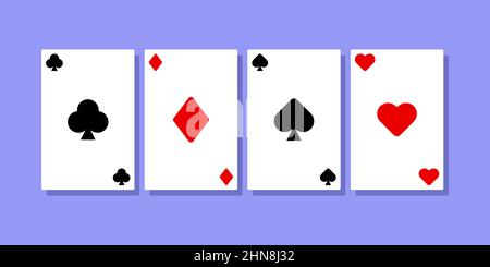 Set di icone delle carte da gioco. Poker o casinò. Vettore su sfondo bianco isolato. EPS 10. Illustrazione Vettoriale