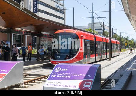 Canberra Light Rail trasporto pubblico nel centro della città, ACT, Australia Foto Stock