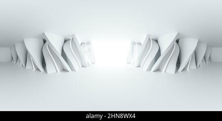 360 gradi panorama completo ambiente mappa di bianco luminoso astratto tunnel seminterrato interno 3d rendering illustrazione hdri hdr vr realtà virtuale Foto Stock