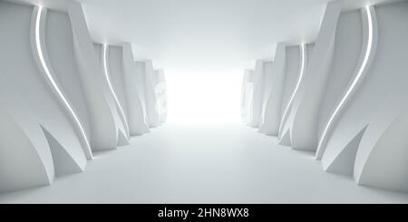 360 gradi panorama completo ambiente mappa di bianco astratto cantina tunnel interno 3d rendere illustrazione Foto Stock