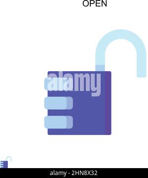 Aprire l'icona vettore semplice. Modello di disegno del simbolo di illustrazione per l'elemento dell'interfaccia utente mobile Web. Illustrazione Vettoriale