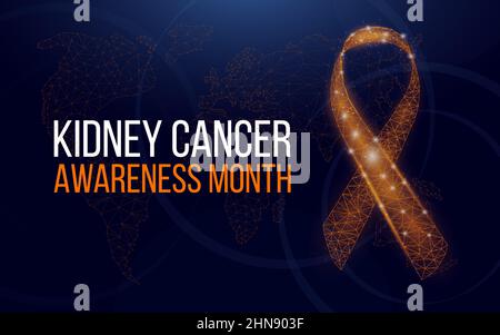 Concetto di mese di consapevolezza del cancro renale. Banner con nastro arancione e testo. Illustrazione vettoriale Illustrazione Vettoriale