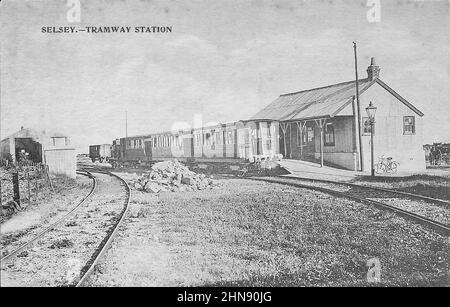 Stazione del Tramway di Selsey dai primi del 1900 Foto Stock