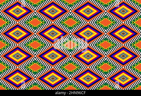 Geometrica modello etnico Design tradizionale per background,TAPPETO,sfondo,abbigliamento,incarto,Batik,tessuto,sarong,illustrazione vettoriale stile di ricamo Foto Stock