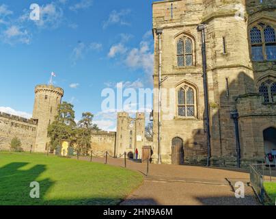 Scene esterne del Castello di Warwick Foto Stock