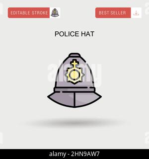 Cappello di polizia semplice icona vettoriale. Illustrazione Vettoriale