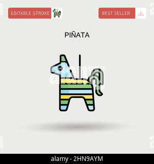 Piñata semplice icona vettoriale. Illustrazione Vettoriale