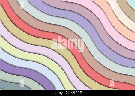 Linee ondulate e geometriche sfondo astratto, colori pastello linee sfumate forme. Illustrazione di alta qualità Foto Stock