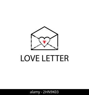 Lettera e cuore rosso su sfondo bianco. Concetto per logo o segno, lettera d'amore Illustrazione Vettoriale