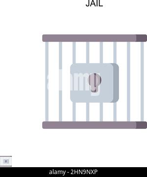 Icona vettore semplice jail. Modello di disegno del simbolo di illustrazione per l'elemento dell'interfaccia utente mobile Web. Illustrazione Vettoriale