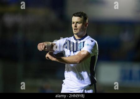 14th febbraio 2022 ; Balmoor Stadium, Peterhead, Aberdeenshire, Scozia ; Scottish Cup, Peterhead contro Dundee; Danny Mullen di Dundee Foto Stock