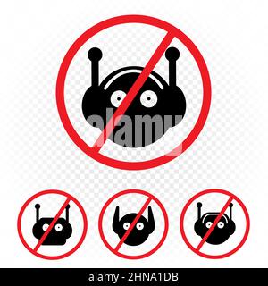 simbolo di simbolo di divieto dei bot nessuna icona bot impostata Illustrazione Vettoriale