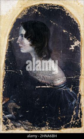 Emily Brontë (1818-1848) ritratto dipinto dal fratello Branwell Brontë (1817-1848) circa 1833. Foto Stock