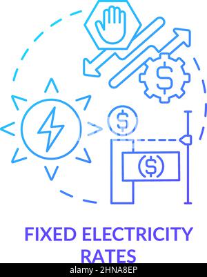 Icona del concetto di gradiente blu con tassi di elettricità fissi Illustrazione Vettoriale