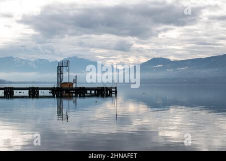 Il Lac du Bourget in Savoia (Francia) Foto Stock