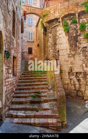 Vecchia scala a Perugia bellissimo centro storico Foto Stock