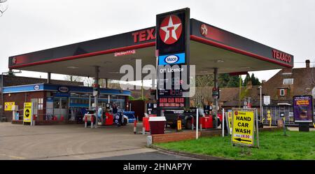 Distributore di benzina Texaco, Hampshire, Regno Unito Foto Stock