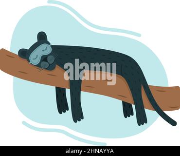 Panther dorme su un ramo, illustrazione vettoriale Illustrazione Vettoriale