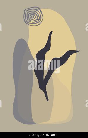 Sfondo astratto moderno con forme organiche naturali. Design grafico contemporaneo per poster, carte, arte da parete in stile minimale alla moda. Vettore Illustrazione Vettoriale