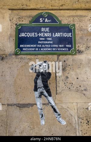 Francia. Segnaletica stradale Parigi (4th distretto) nel quartiere di Marais Foto Stock