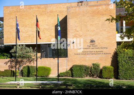 Nigel Bowen Commonwealth Law Courts gli edifici del centro di Canberra includono il Tribunale della Famiglia e il Tribunale federale, ACT, Australia Foto Stock