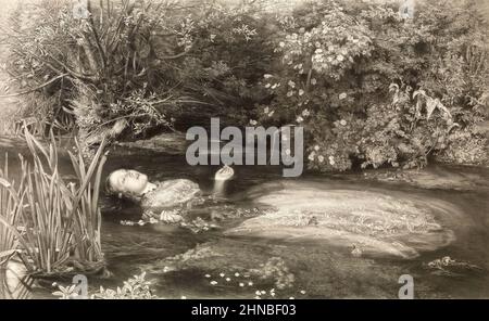 Ophelia cantando nel fiume prima che lei annegi, da Shakespeare's Hamlet, atto 4, scena 7 Foto Stock