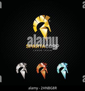 Modello di design con logo per casco Sparta metallizzato Illustrazione Vettoriale