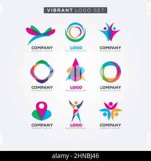 Icona del simbolo del simbolo del logo VIBRANT colorato Illustrazione Vettoriale