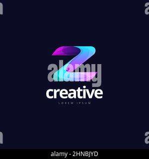 Vivace e colorato logo Creative Letter Z Illustrazione Vettoriale