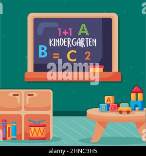 lettere e scena di stanza dei giochi per bambini Illustrazione Vettoriale