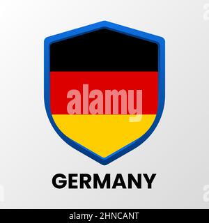 Bandiera nazionale della Repubblica federale di Germania sotto forma di scudo su sfondo chiaro Illustrazione Vettoriale