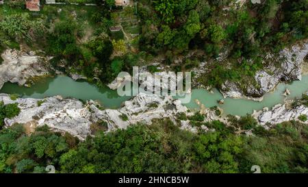 Tratto del fiume Metauro chiamato Marmitte dei Giganti Foto Stock