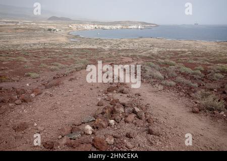 La Montaña Roja (montagna Rossa), Riserva Naturale Speciale, El Médano, Tenerife Sud, Isole Canarie, Spagna, febbraio 2022 Foto Stock