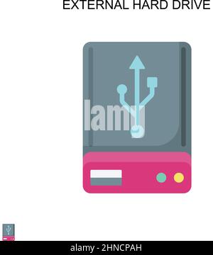 Icona vettore semplice del disco rigido esterno. Modello di disegno del simbolo di illustrazione per l'elemento dell'interfaccia utente mobile Web. Illustrazione Vettoriale