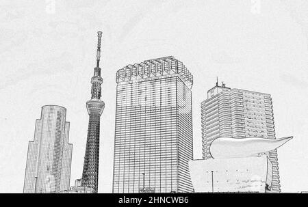 Tokyo Skytree Tower, Tokyo (illustrazione) Foto Stock