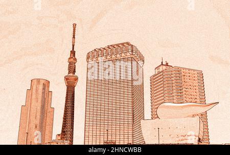 Tokyo Skytree Tower, Tokyo (illustrazione) Foto Stock