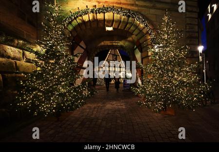 Kunst, Kirche, Gotik, Nürnberg, gotische Frauenkirche am Makrt in der Innenstadt oder Altstadt von Norimberga oder Nuernberg, Franken, Baviera Foto Stock