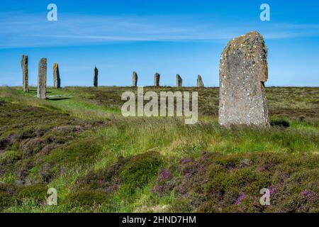 Anello di cerchio di pietra di Brodgar, Mainland Orkney, Scozia, Regno Unito Foto Stock