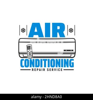Icona dell'aria condizionata per sistemi di raffreddamento climatizzati separati e elettrodomestici, segno vettoriale. Condizionatori d'aria e umidificatori di riscaldamento e raffreddamento HVAC re Illustrazione Vettoriale