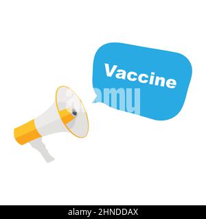 Concetto di cura sanitaria con una mano in guanti medici blu che tengono Coronavirus, virus Covid 19, flaconcino di vaccino Illustrazione Vettoriale