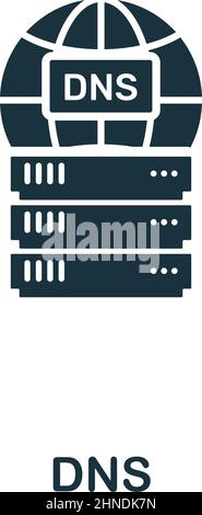 Icona DNS. Design di stile premium dalla collezione di icone web hosting. Icona pixel Perfect DNS per web design, applicazioni, software, utilizzo della stampa Illustrazione Vettoriale