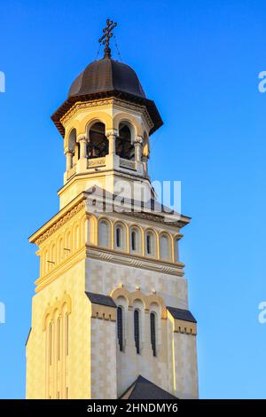 Campanile della Cattedrale dell'incoronazione ad Alba Iulia, Romania Foto Stock